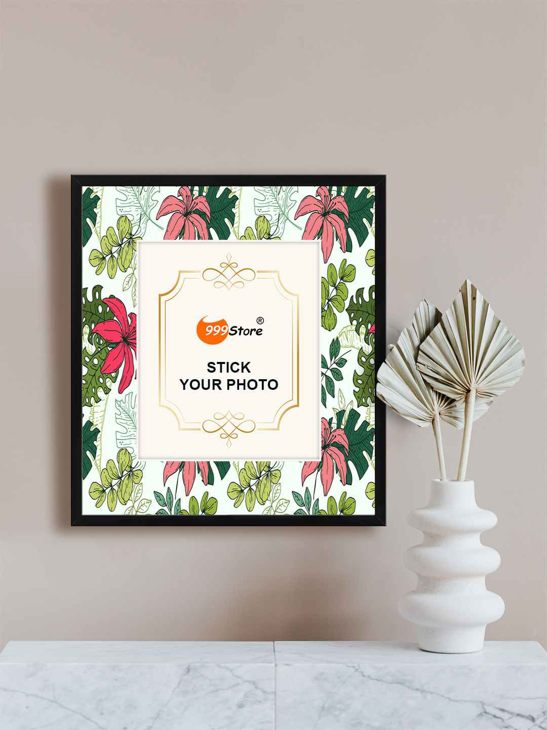 

999Store Green & Pink Floral Printed Photo Frames