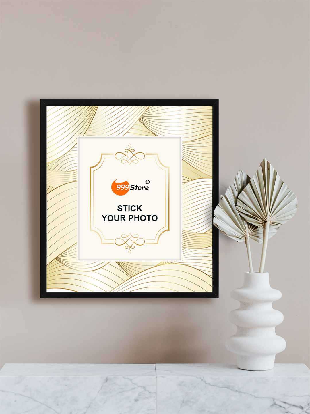 

999Store Beige & Gold Toned Printed Photo Frames