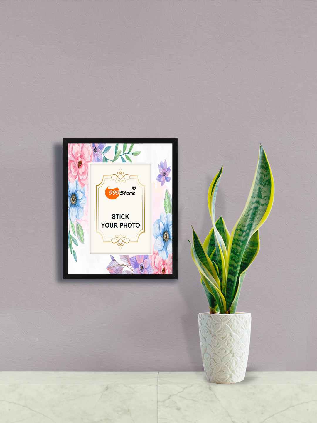 

999Store White & Purple Daisy Flower With Leaf Printed Photo Frame