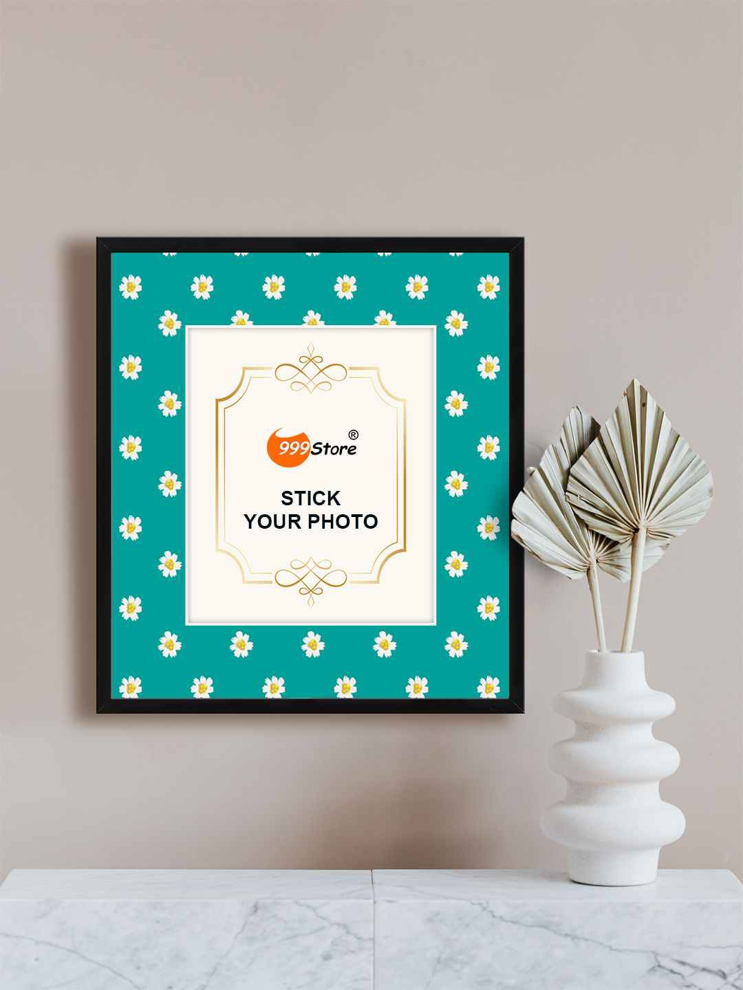 

999Store Blue & White Floral Printed Photo Frame