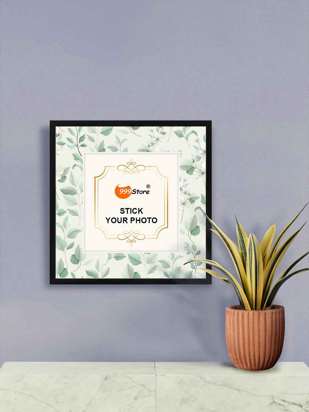 

999Store Green & Black Leaves Printed Photo Frame