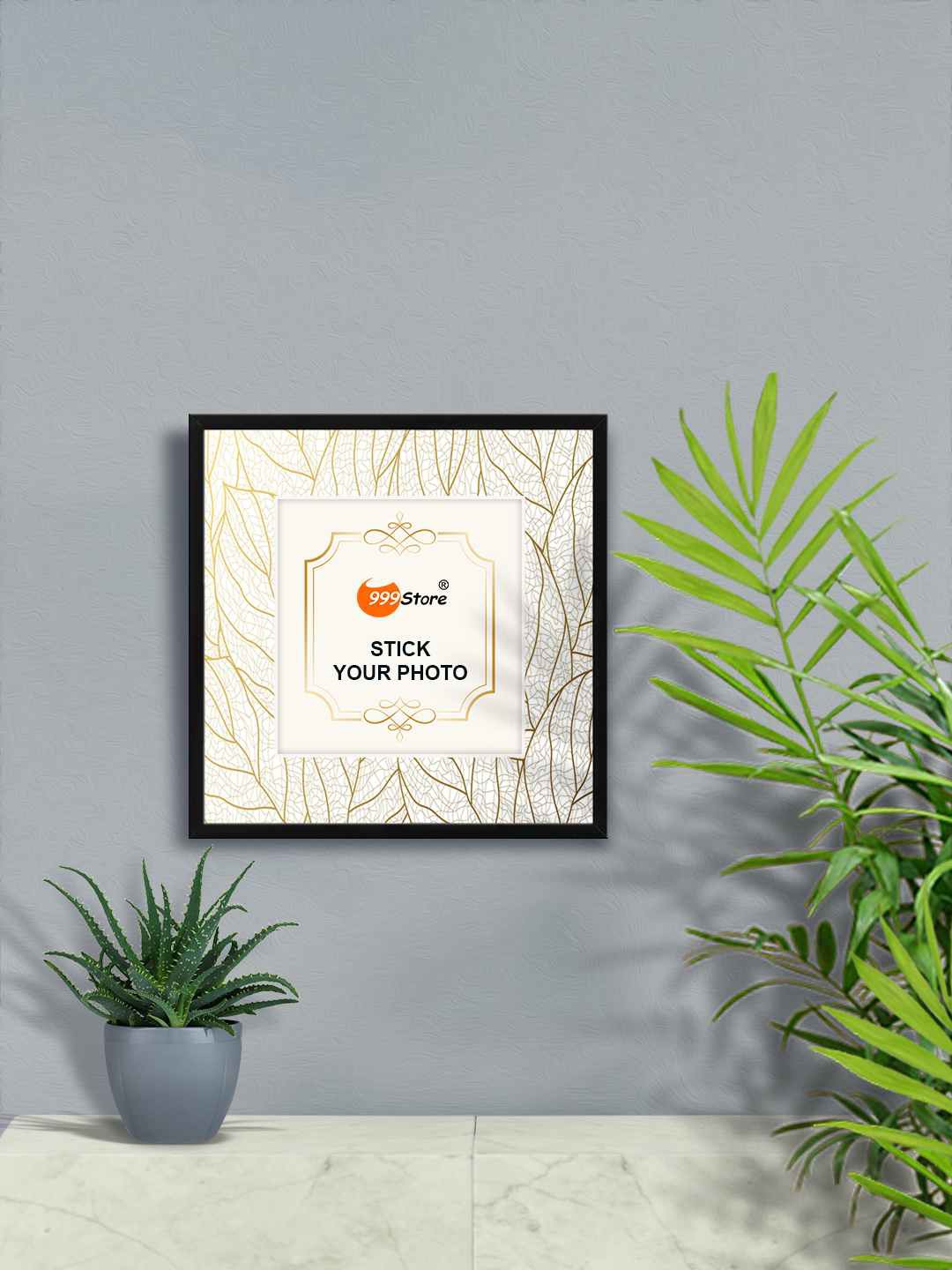 

999Store White & Gold Toned Printed Photo Frames