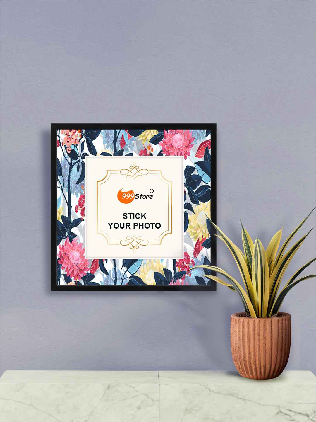 

999Store Blue & Pink Floral Printed Photo Frames