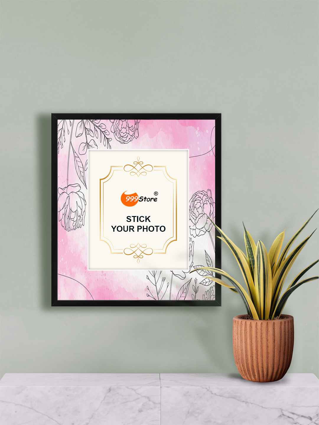 

999Store Pink Roses Printed Wall Hanging Photo Frame
