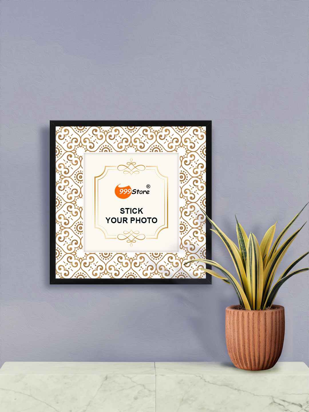 

999Store White & Brown Ethnic Motifs Printed Wall Photo Frame
