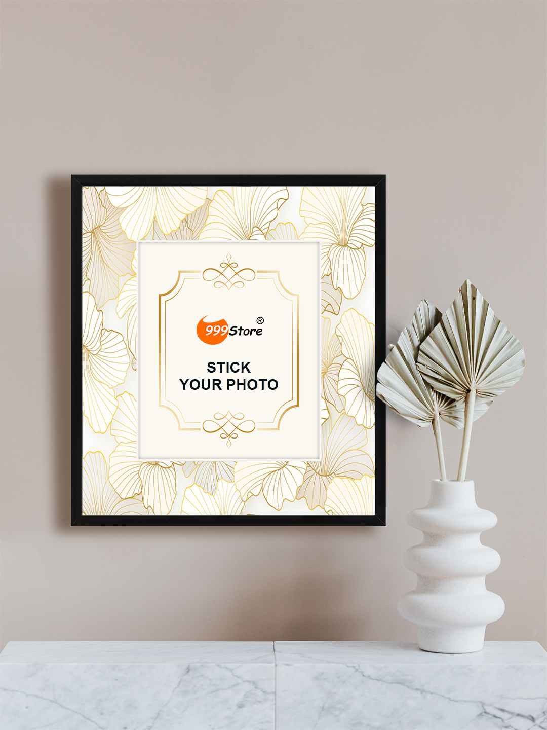 

999Store White & Black Hibiscus Flower Printed Wall Hanging Photo Frame