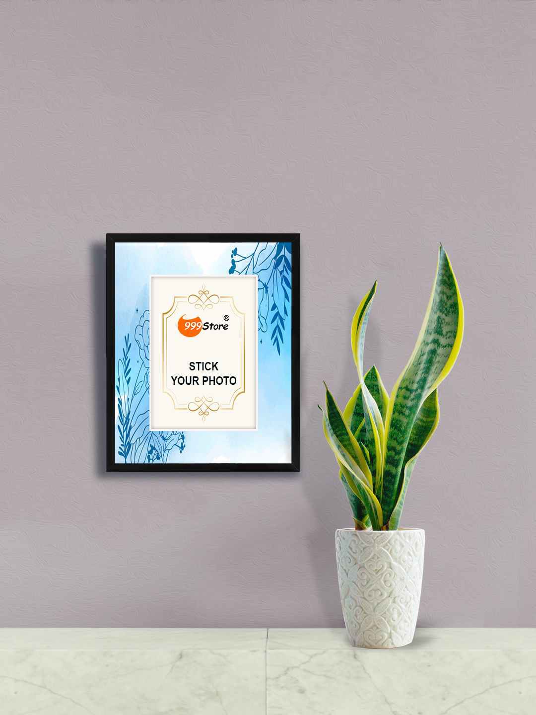 

999Store Blue & White Floral Printed Wall Photo Frame