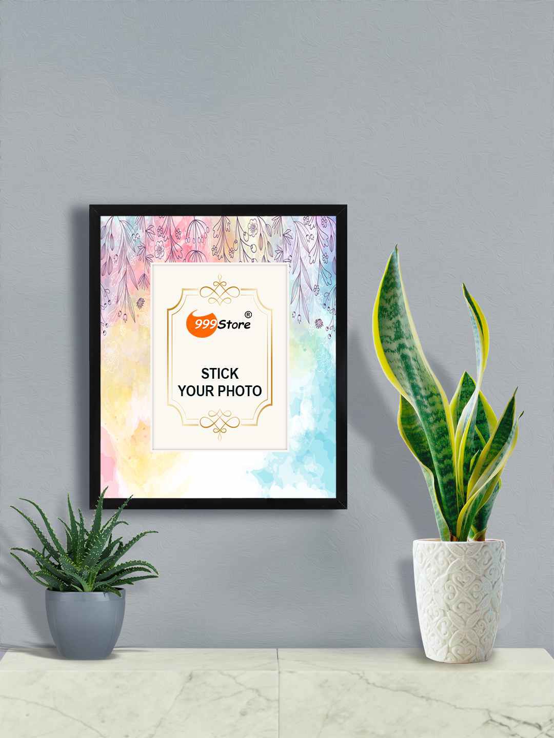 

999Store Blue & Black Leaves Printed Wall Hanging Photo Frame