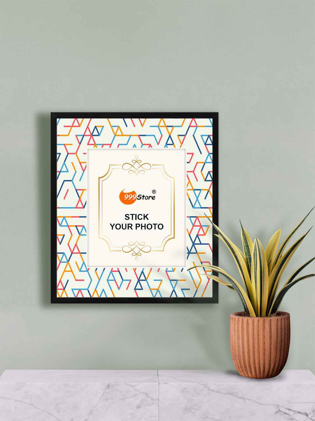 

999Store White & Blue Abstract Printed Wall Hanging Photo Frame