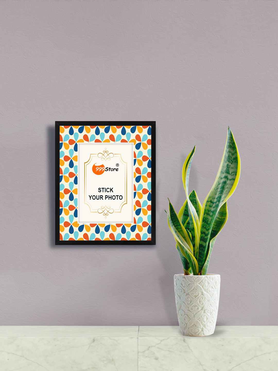 

999Store Blue & Off White Flower Printed Wall Hanging Photo Frame