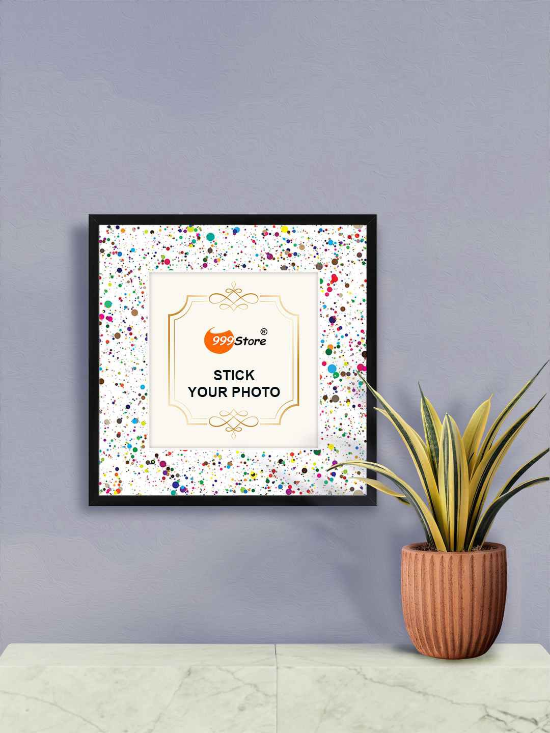 

999Store White & Blue Printed Wall Photo Frame
