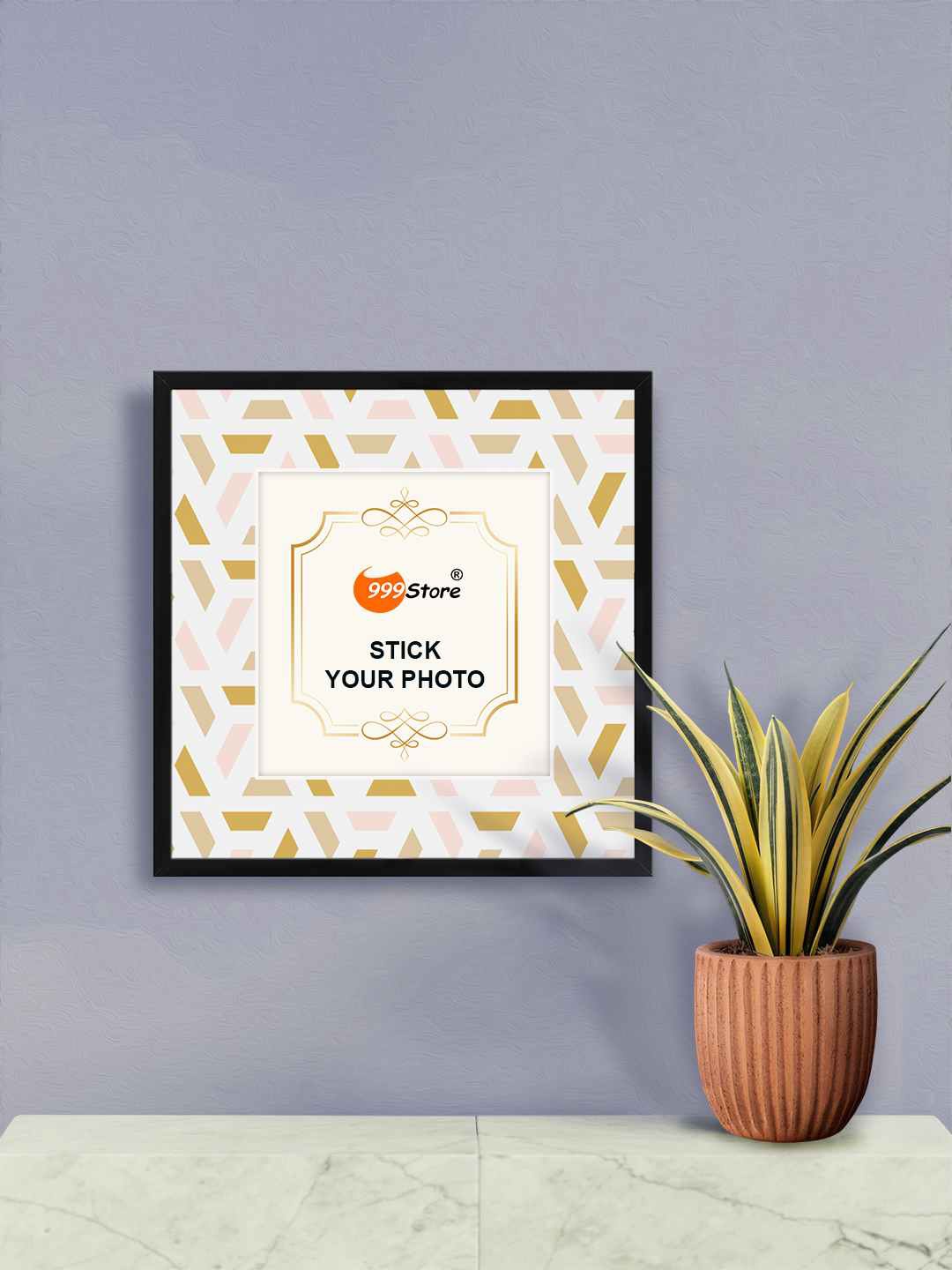 

999Store White & Black Zig Zag Printed Wall Hanging Photo Frame