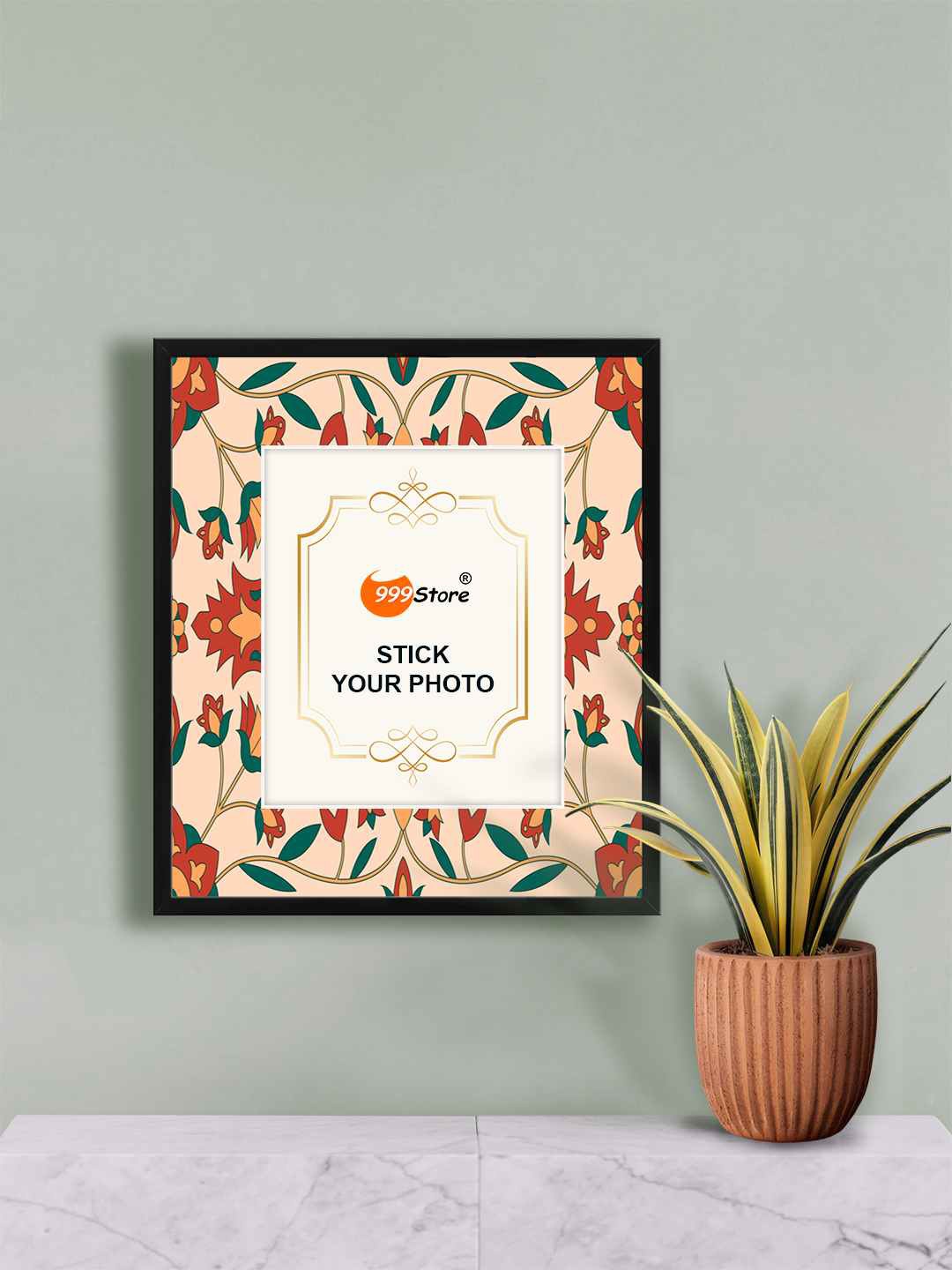 

999Store Red & Green Flower Printed Photo Frame