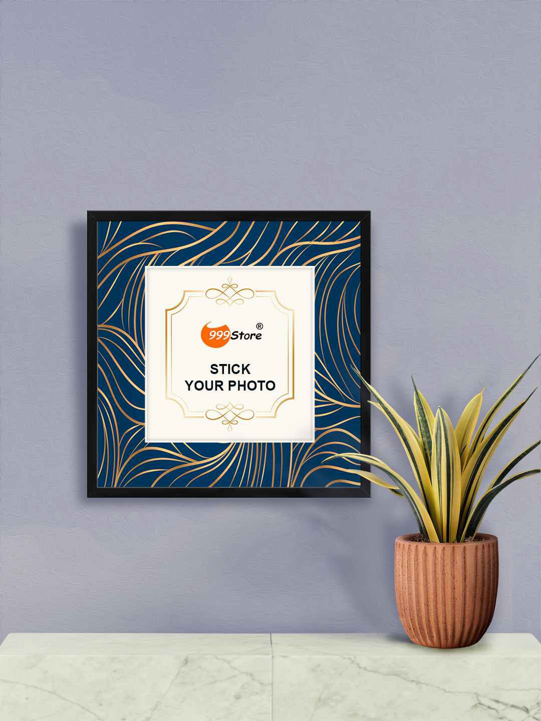 

999Store Blue & Beige Printed Wall Photo Frame