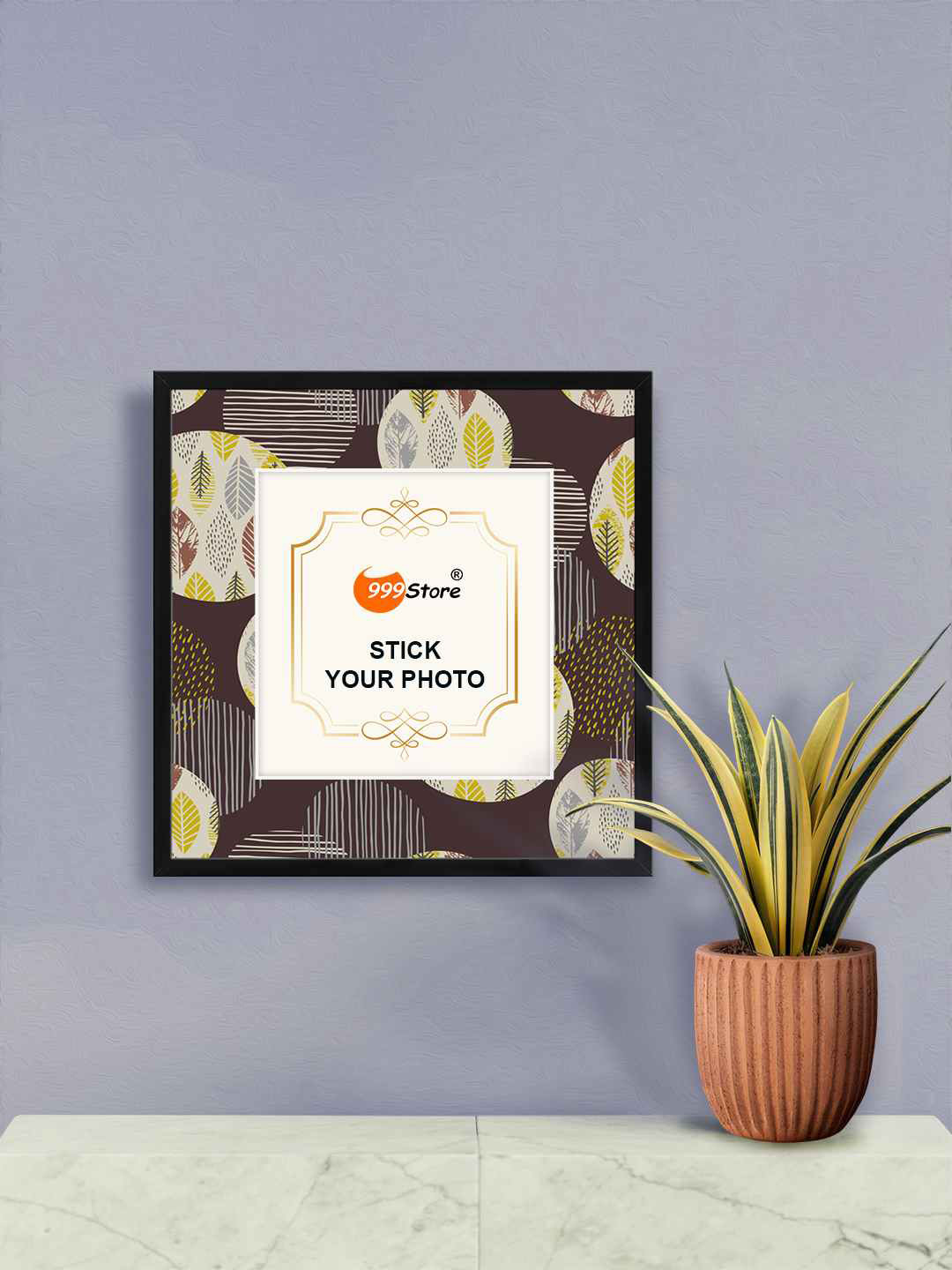 

999Store Brown & White Printed Wall Photo Frames