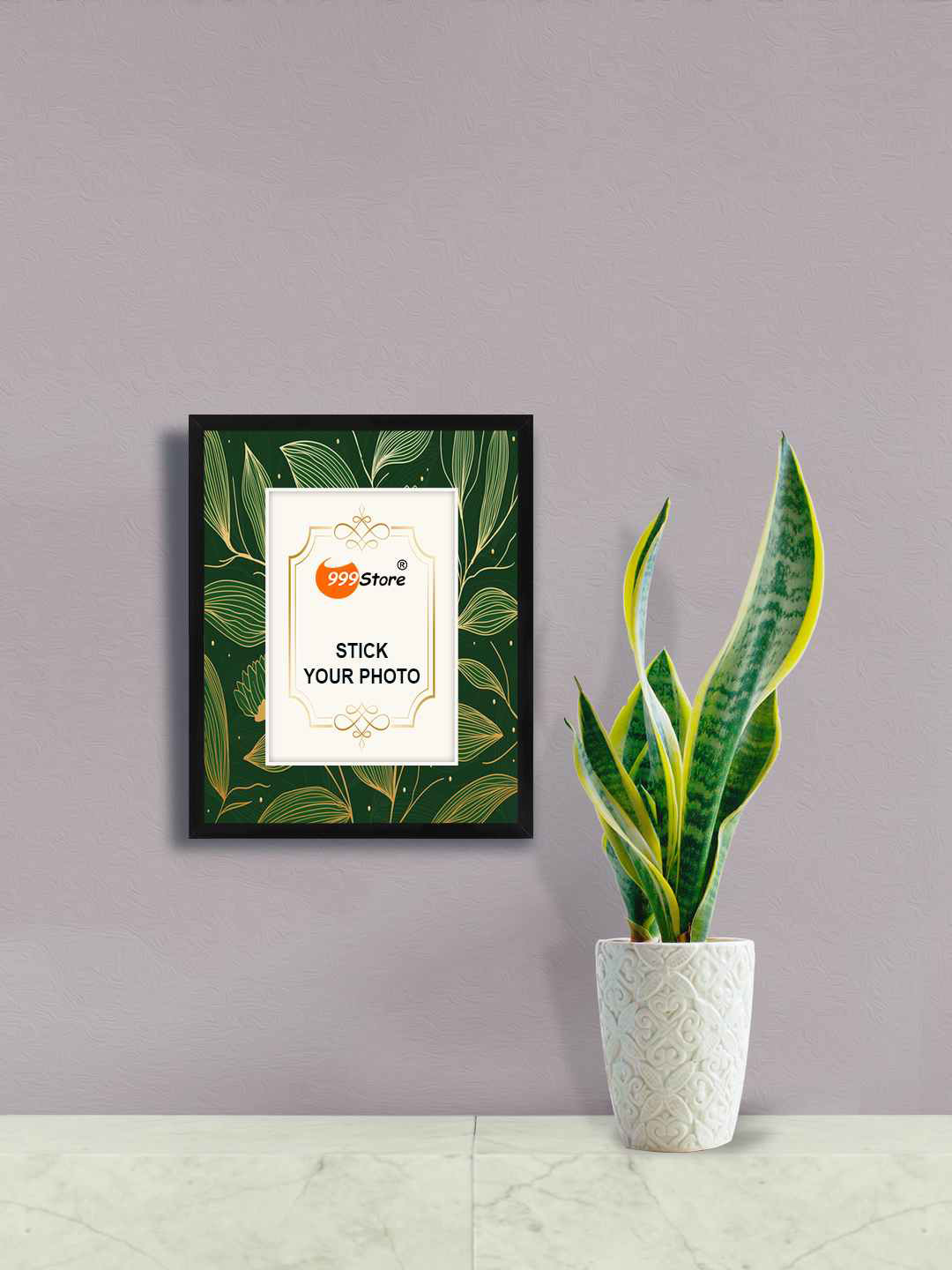 

999Store Green Leaf Printed Wall Hanging Photo Frame