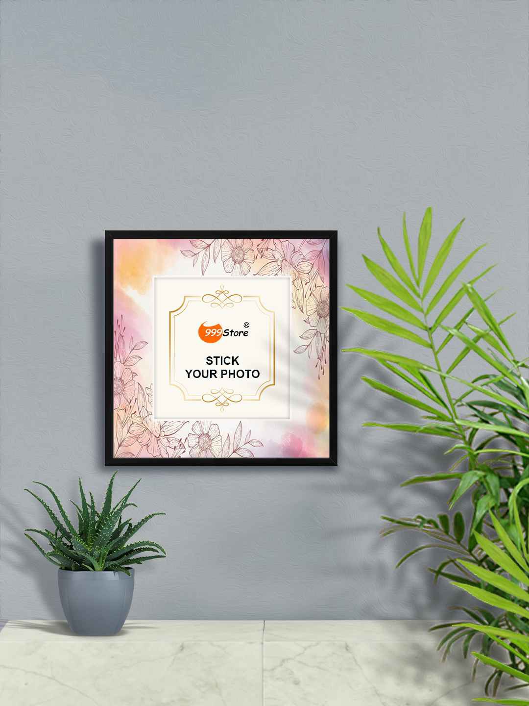 

999Store Brown Flower With Leaf Printed Wall Hanging Photo Frame