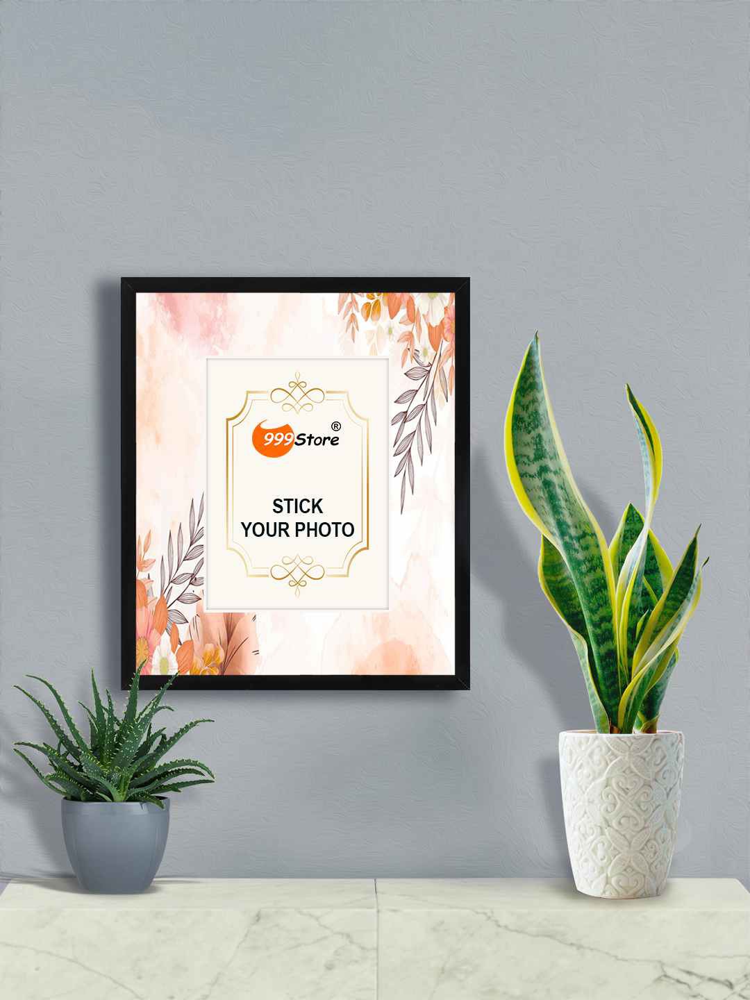 

999Store Pink & Black Leaves Printed Wall Hanging Photo Frame