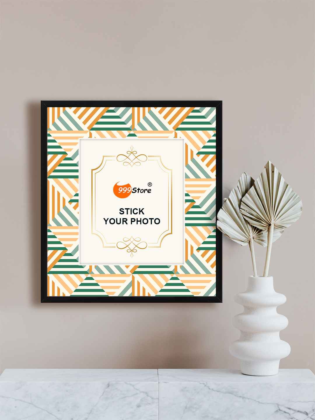 

999Store Orange & Green Geometric Printed Photo Frame
