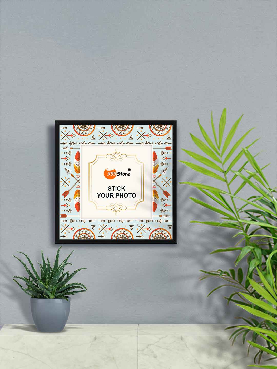 

999Store Blue & Red Printed Wall Photo Frame