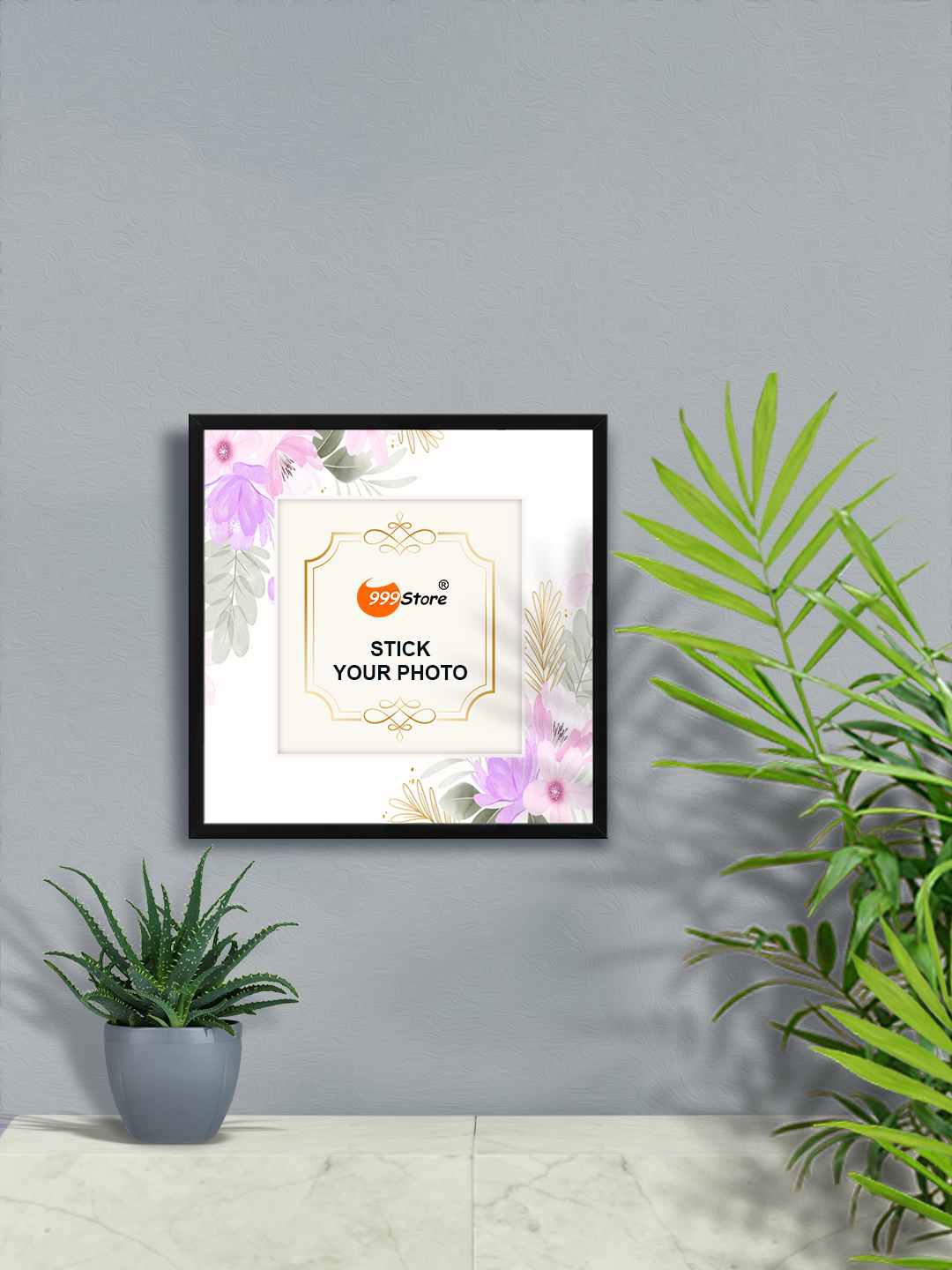 

999Store Purple Cherry Blossom Flower Printed Wall Hanging Photo Frame, White