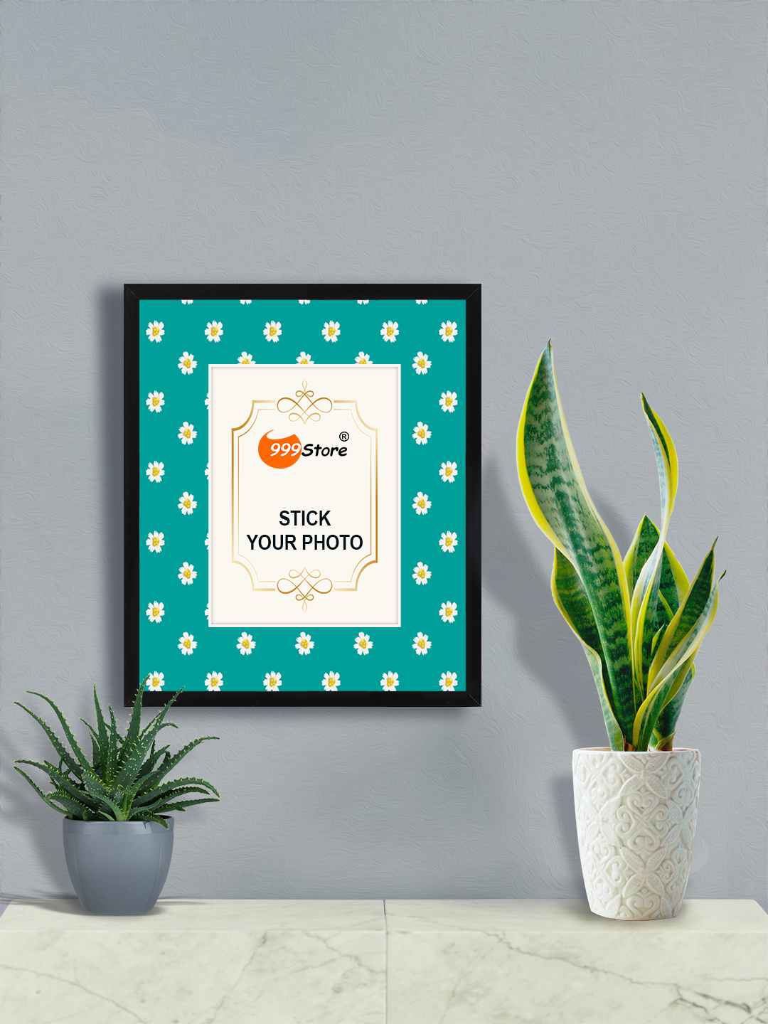 

999Store Blue & White Daisy Flower Printed Wall Photo Frame