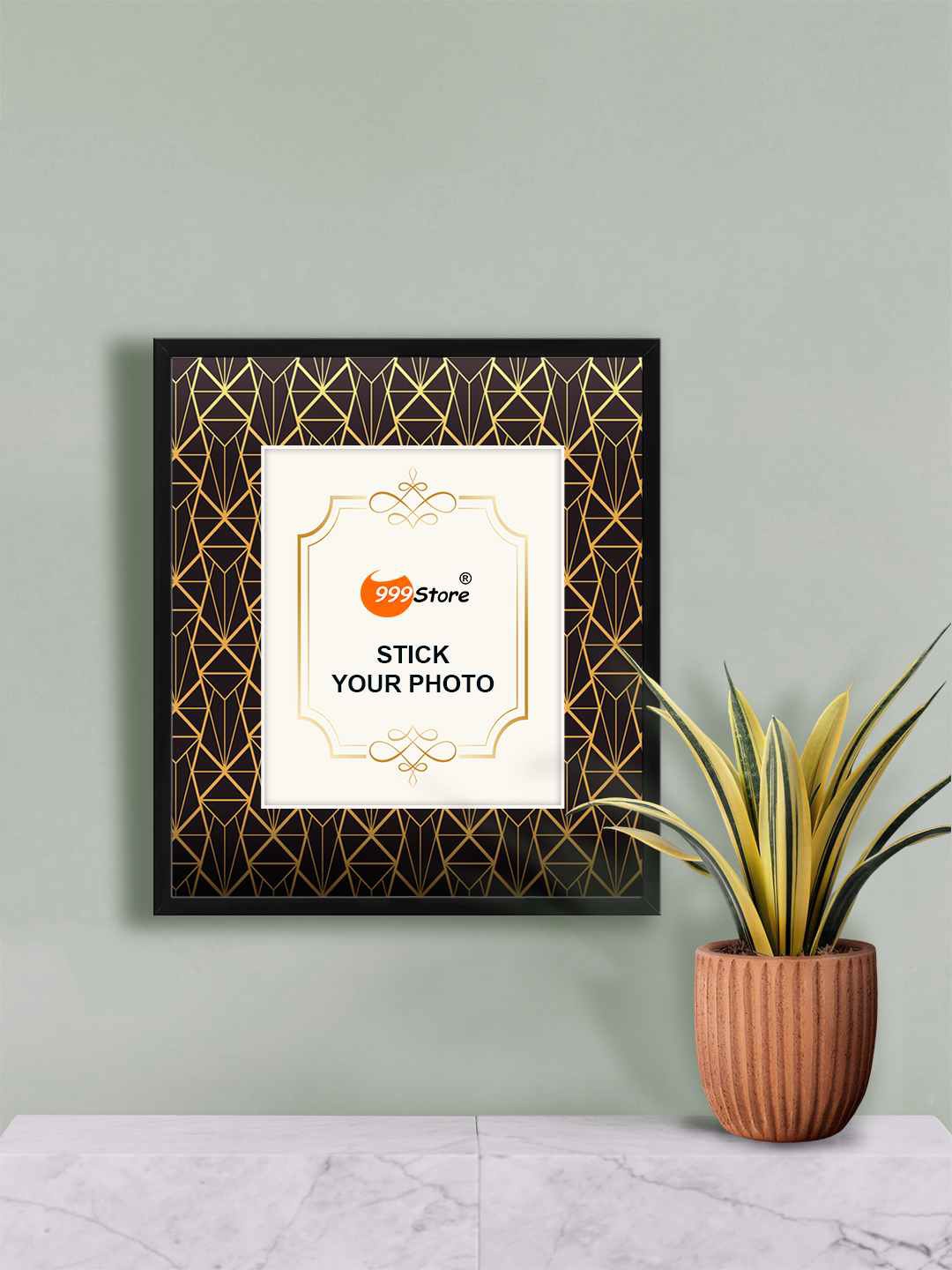 

999Store Beige & Black Geometric Printed Wall Hanging Photo Frame