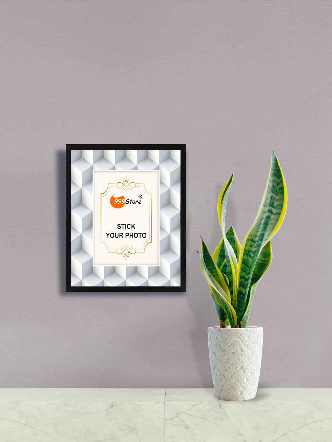 

999Store White & Black Printed Wall Photo Frame