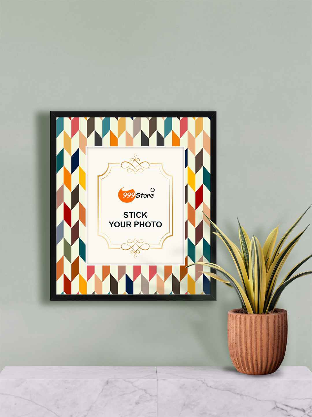 

999Store Blue & Orange Abstract Printed Wall Hanging Photo Frame