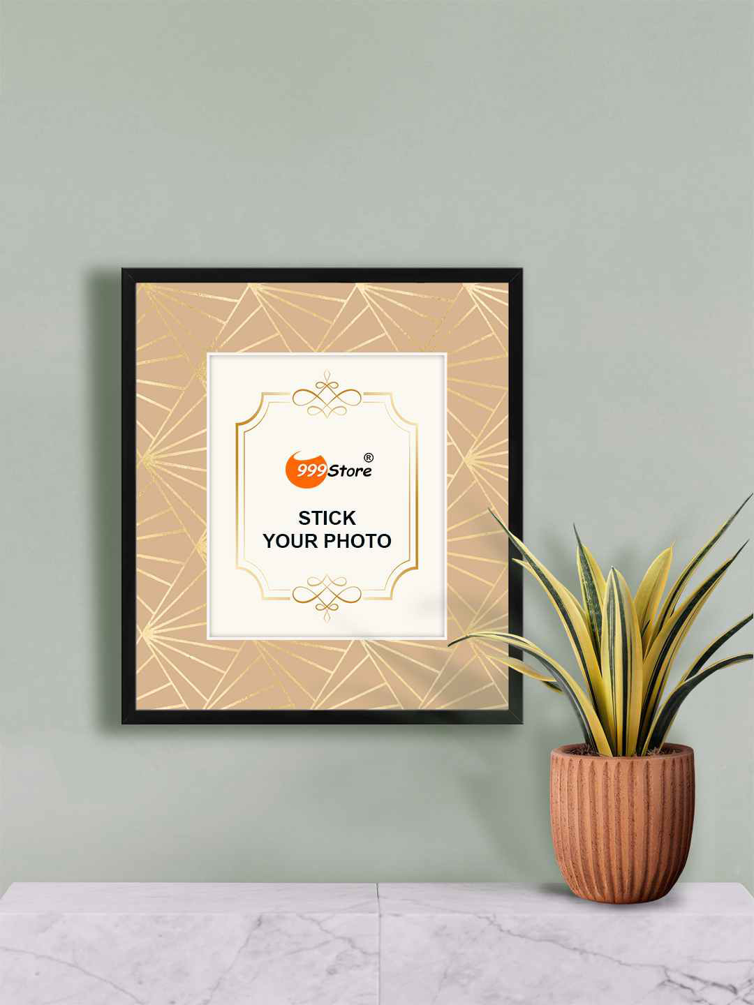 

999Store Beige & Black Abstract Printed Wall Hanging Photo Frame