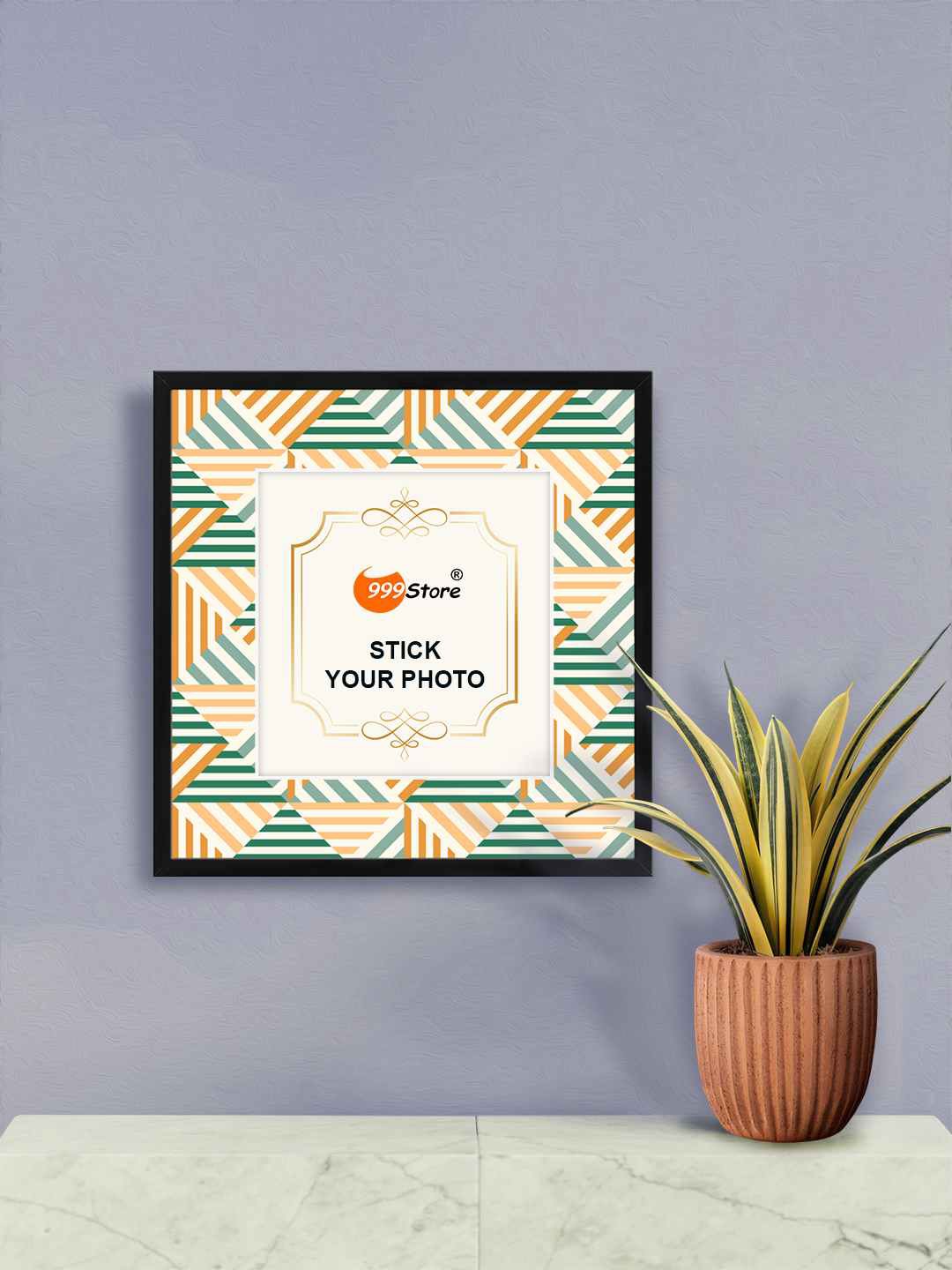 

999Store Orange & Green Geometric Printed Photo Frame