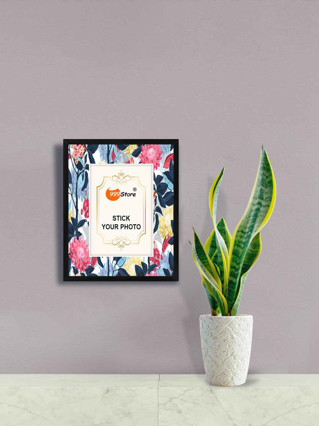 

999Store Green & White Leaves Printed Wall Hanging Photo Frame
