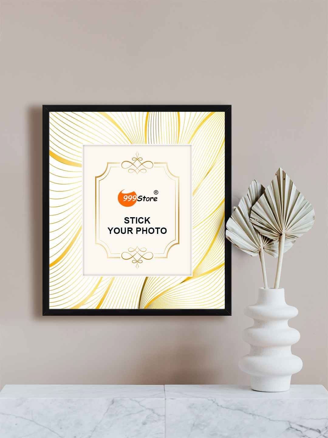 

999Store Yellow Line Printed Wall Hanging Photo Frame