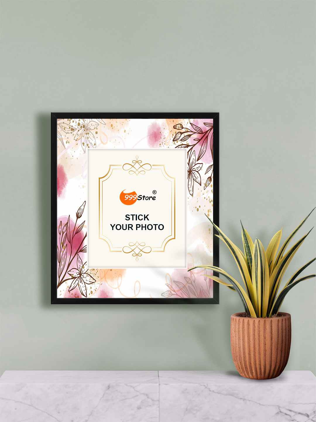

999Store White & Pink Printed Wall Hanging Photo Frame