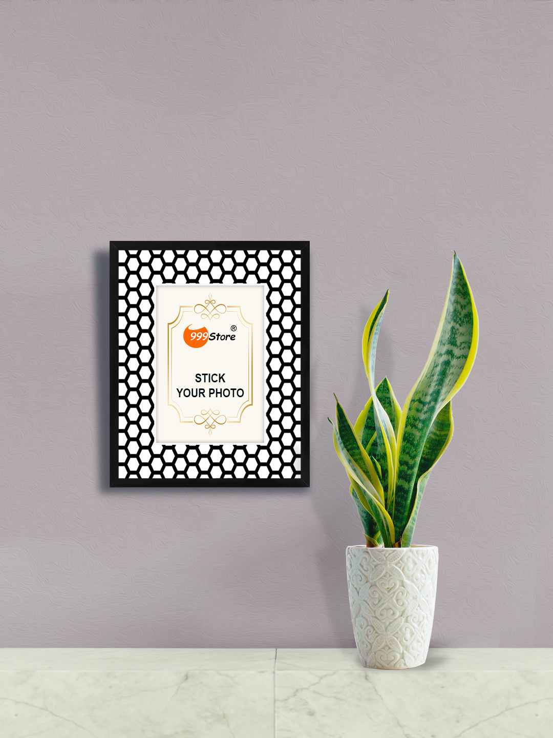 

999Store Black Honeycomb Printed Wall Photo Frame