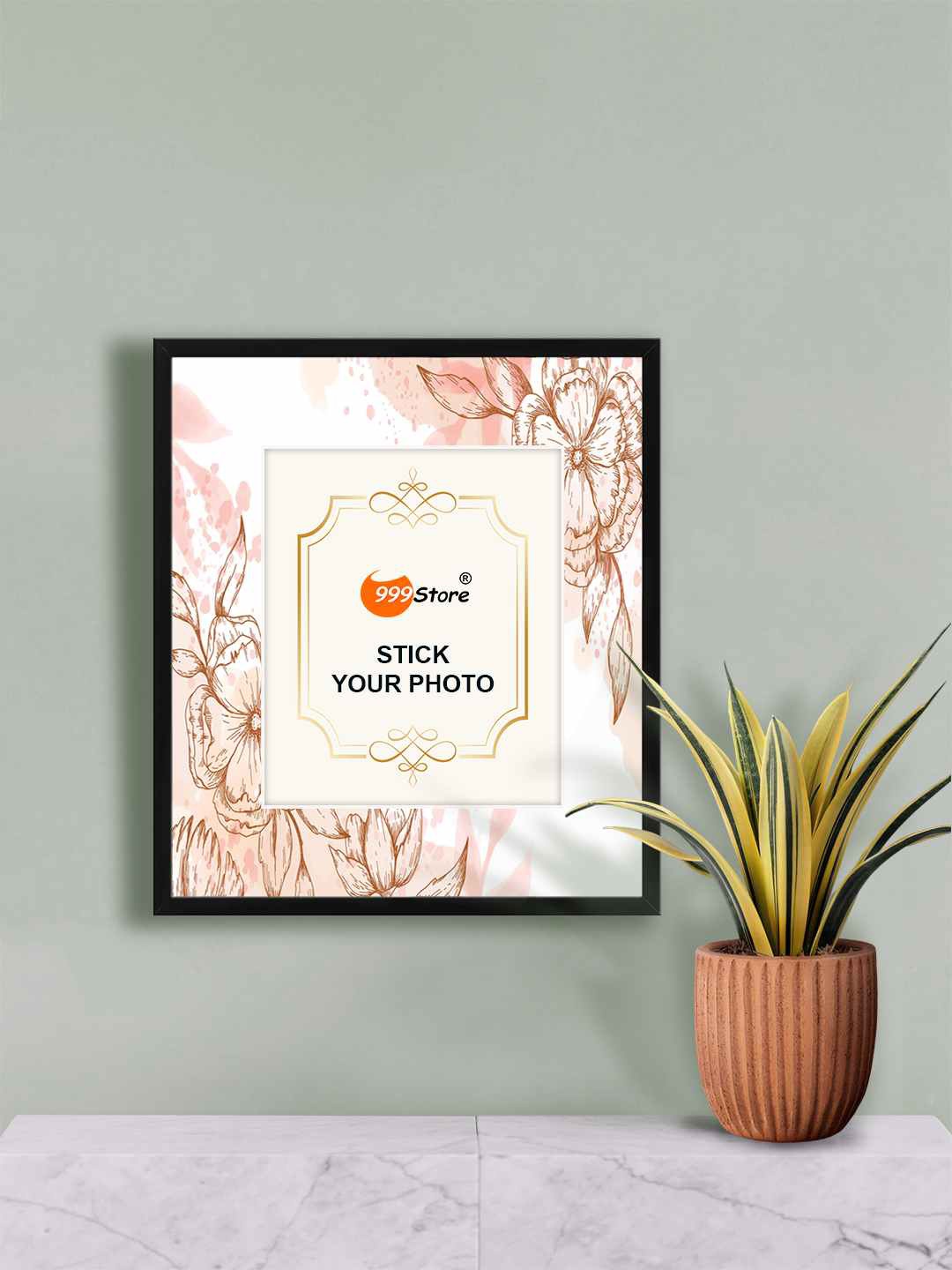 

999Store Brown Flower Printed Wall Photo Frame