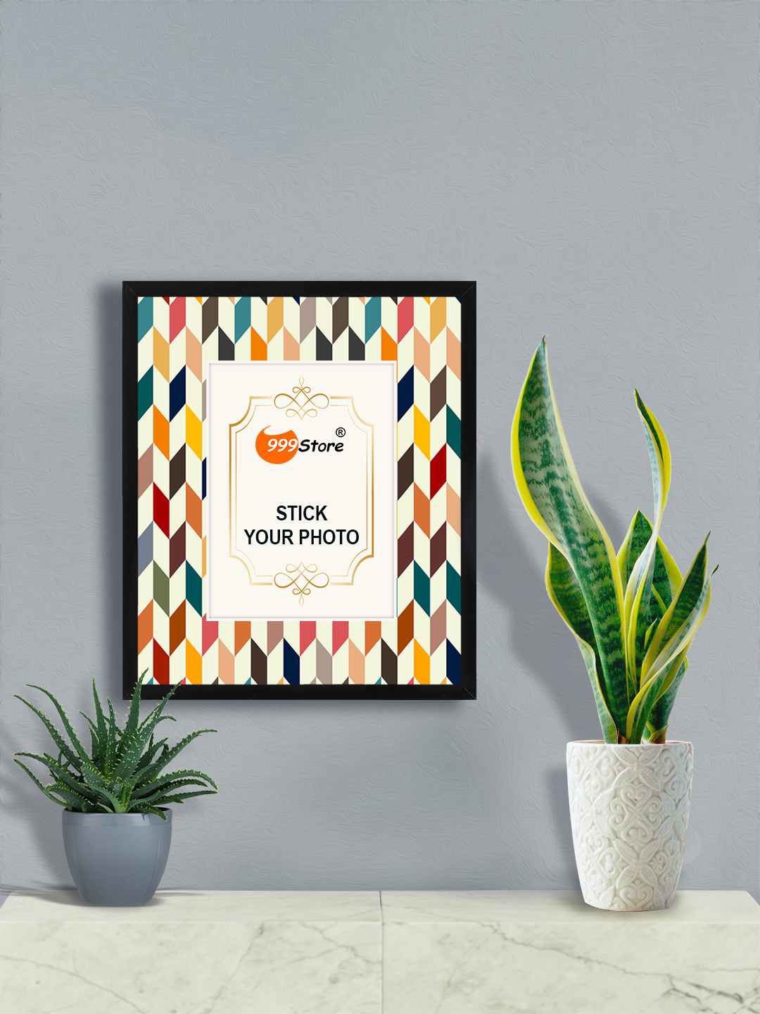 

999Store White & Brown Printed Wall Photo Frame
