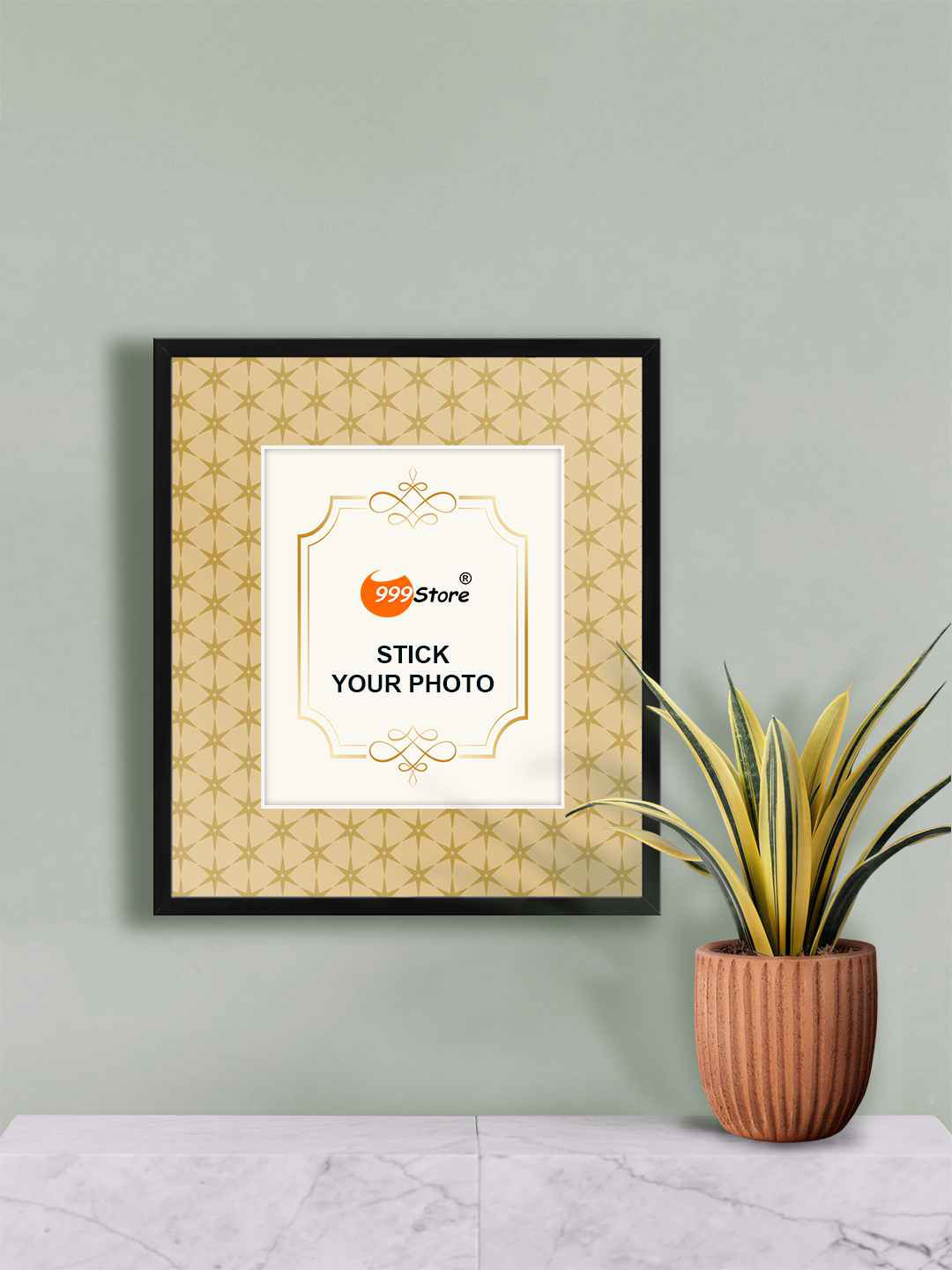 

999Store Beige & Black Goldstar Pattern Printed Wall Hanging Photo Frame