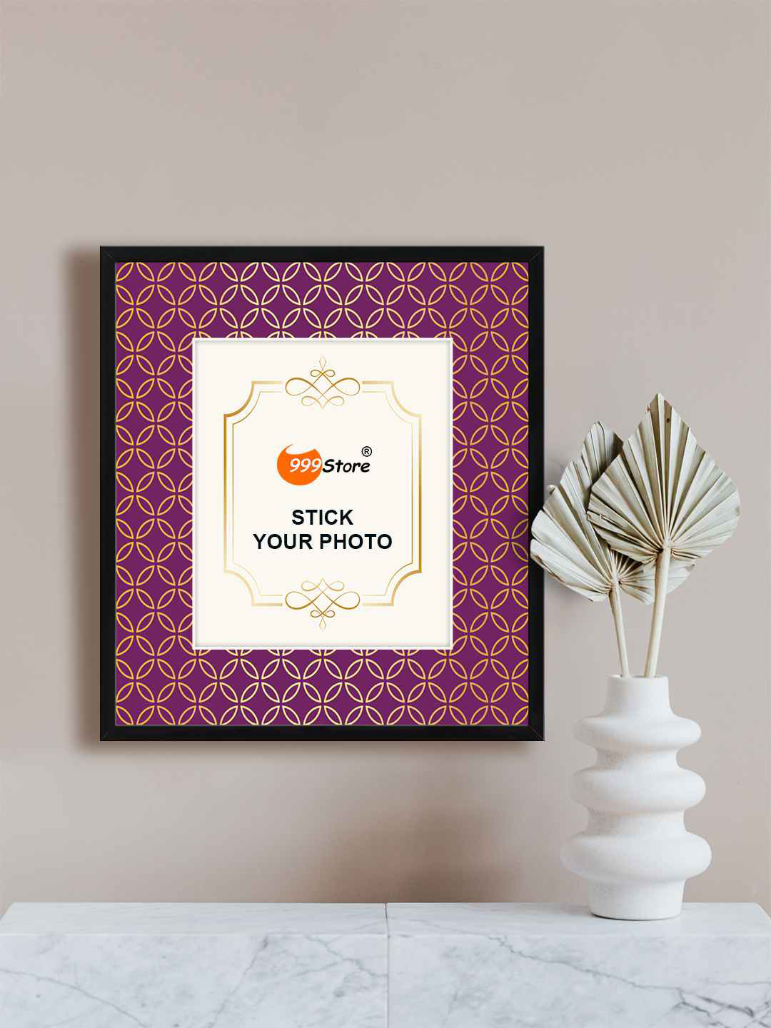 

999Store Purple & Black Indian Traditional Pattern Printed Wall Photo Frame