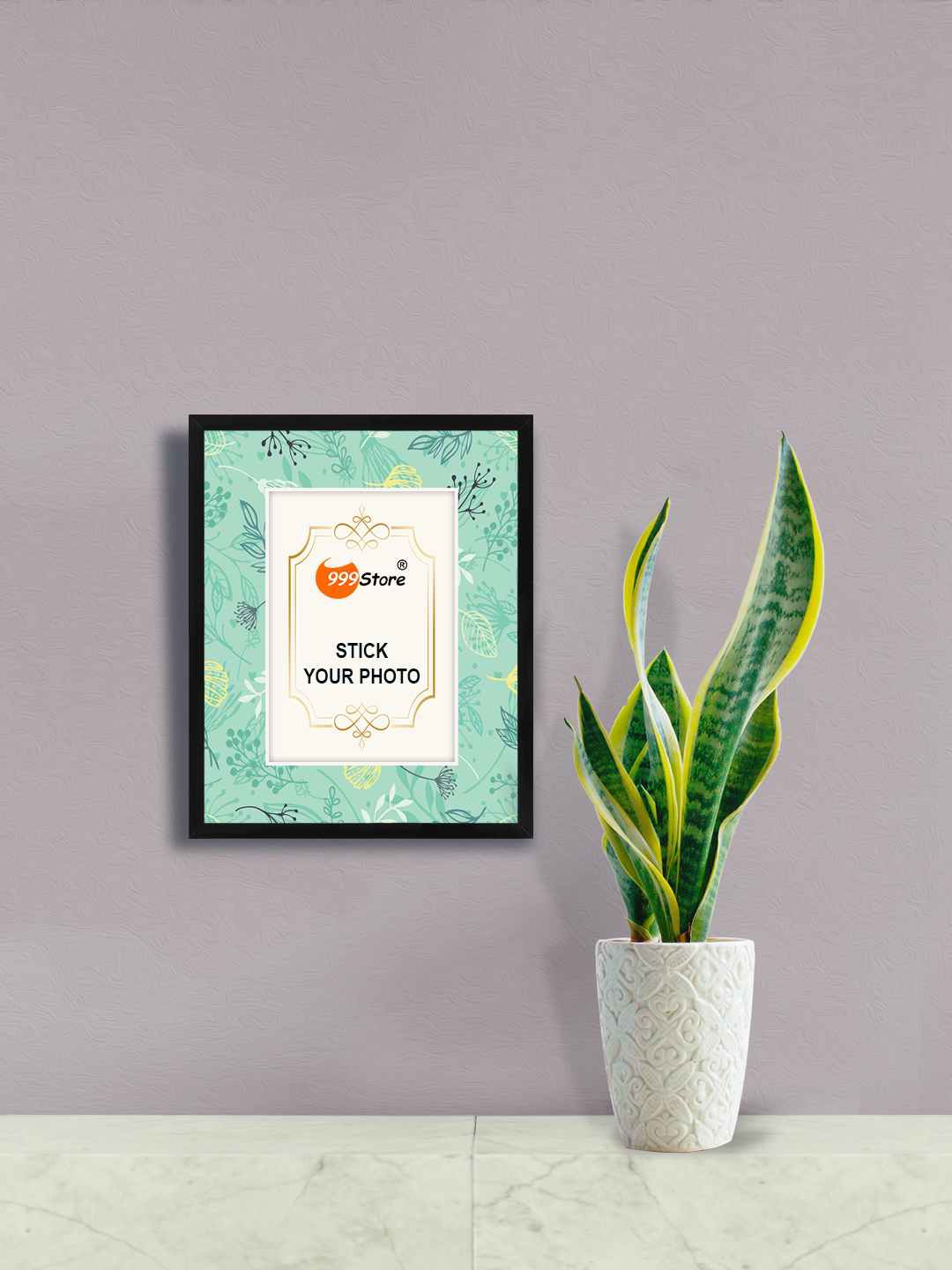 

999Store Green & White Square Box Pattern Printed Wall Photo Frame