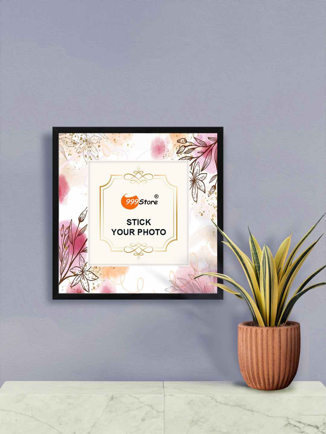 

999Store Pink & White Daffodil Flower Printed Wall Hanging Photo Frame