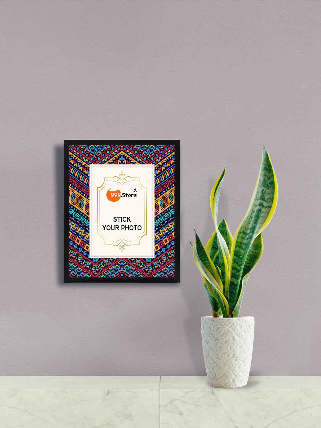 

999Store Blue & Red Mandala Abstract Printed Wall Hanging Photo Frame