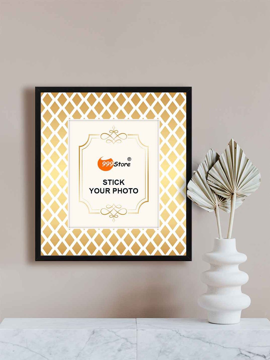 

999Store White & Metallic-Color Printed Wall Hanging Photo Frame