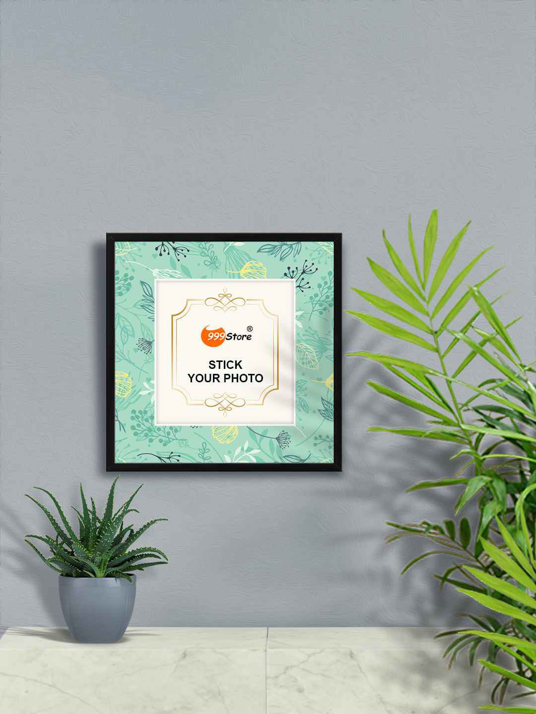 

999Store Green Leaves Printed Wall Hanging Photo Frame