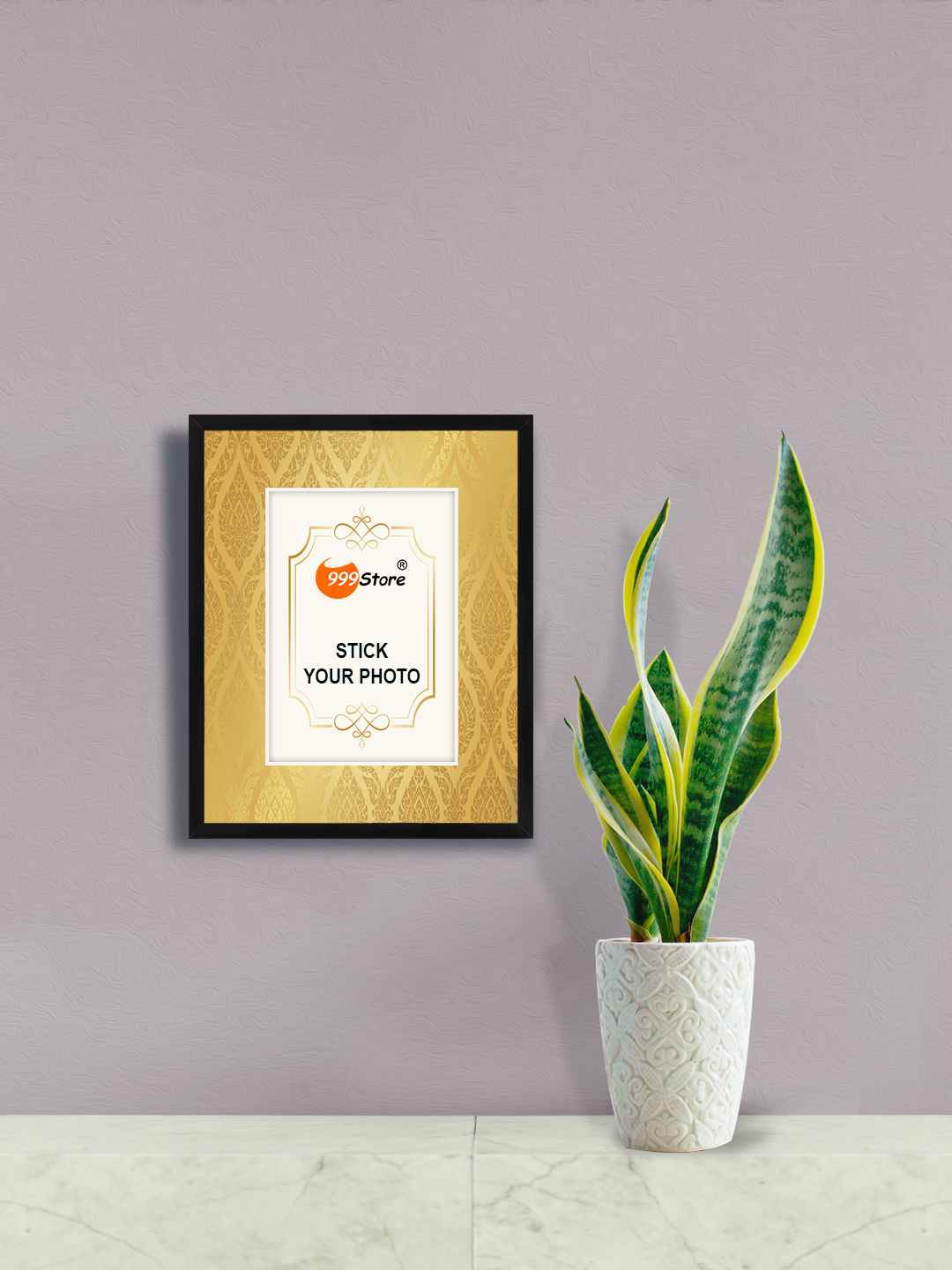 

999Store Beige Coloured & Black Leaves Printed Wall Hanging Photo Frame