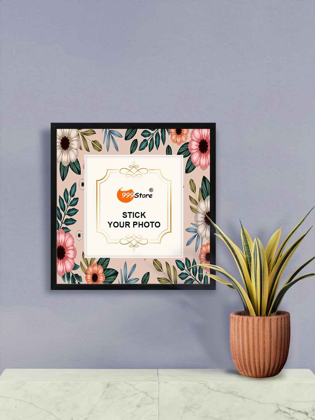 

999Store Pink & Black Daisy Flower Printed Wall Hanging Photo Frame