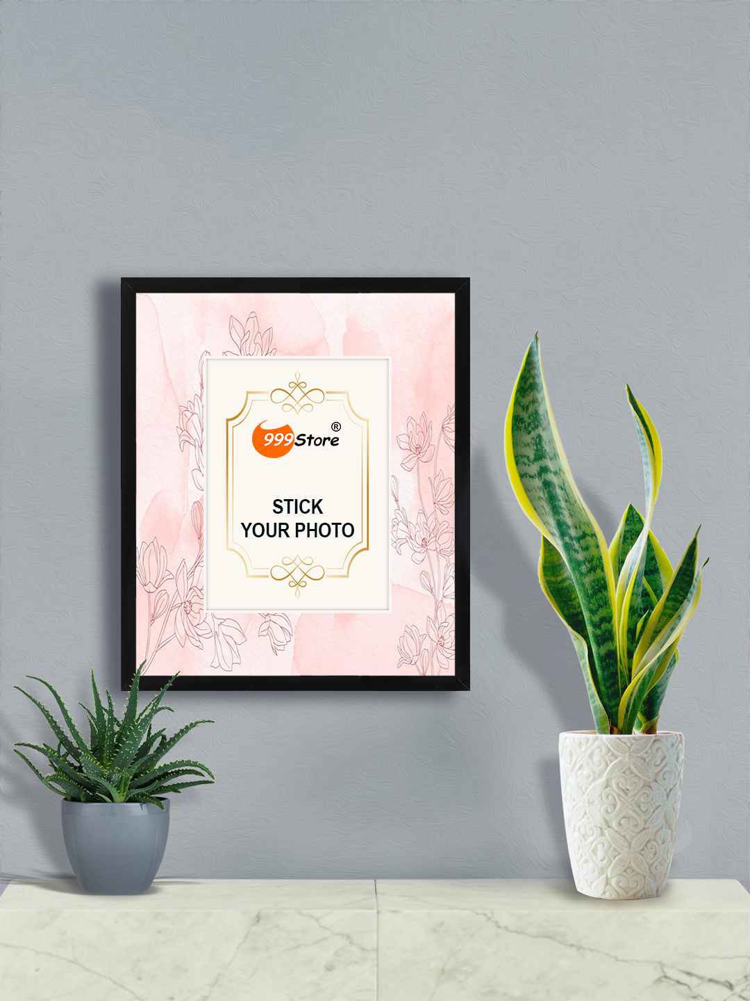 

999Store Pink Floral Printed Wall Photo Frame