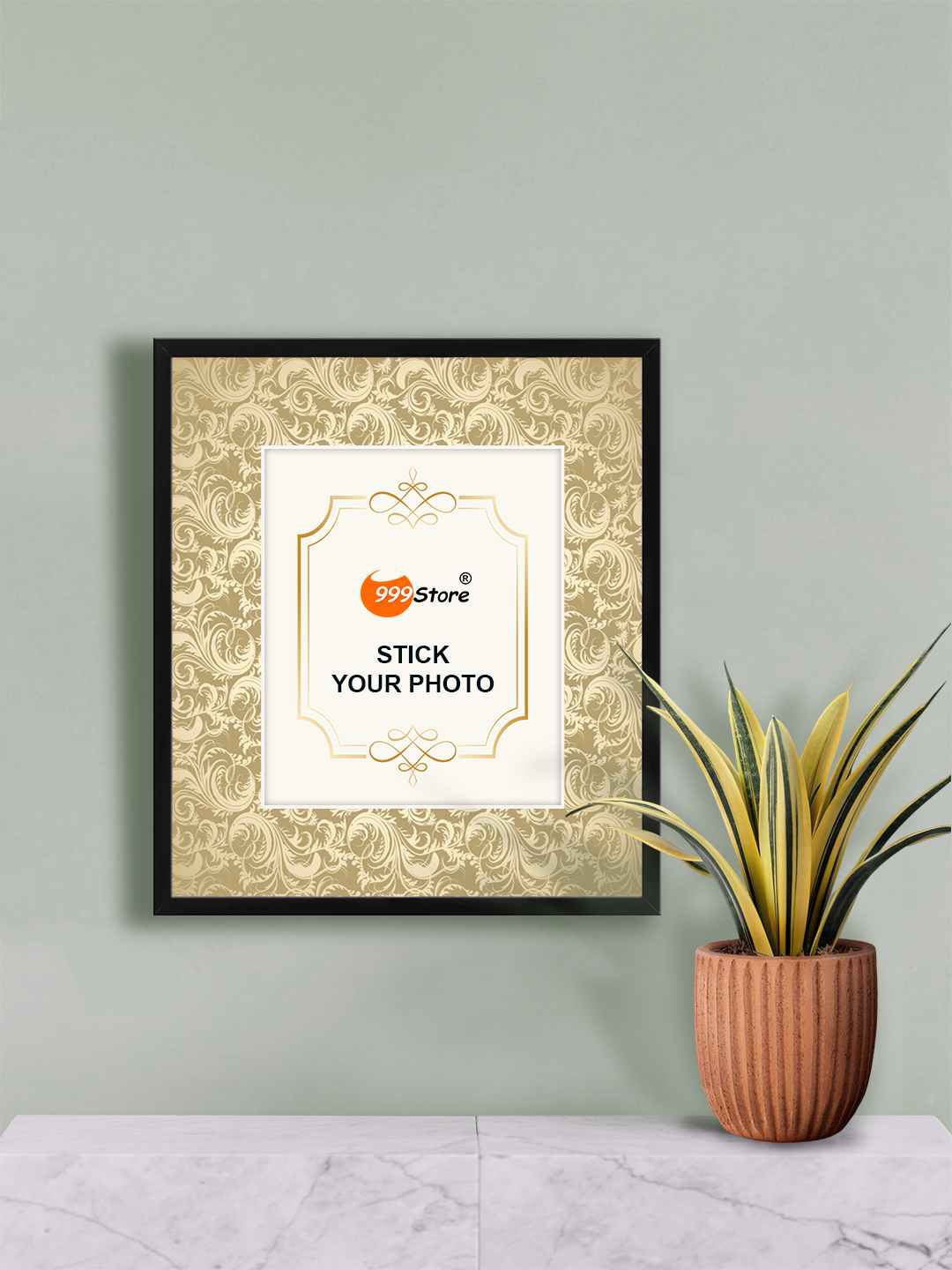 

999Store Beige & Black Floral Printed Hanging Photo Frame