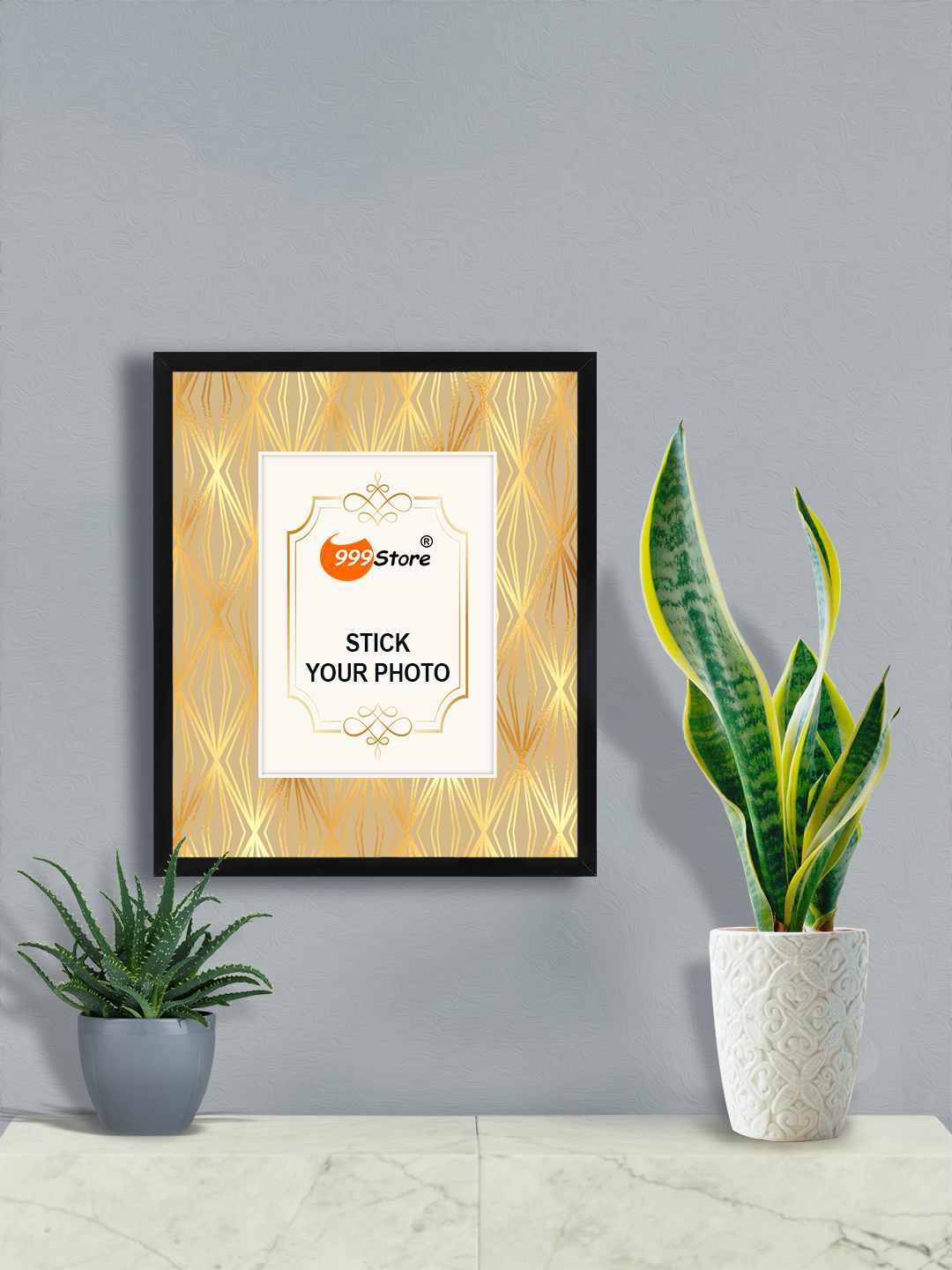 

999Store Black & Beige Abstract Printed Wall Hanging Photo Frame