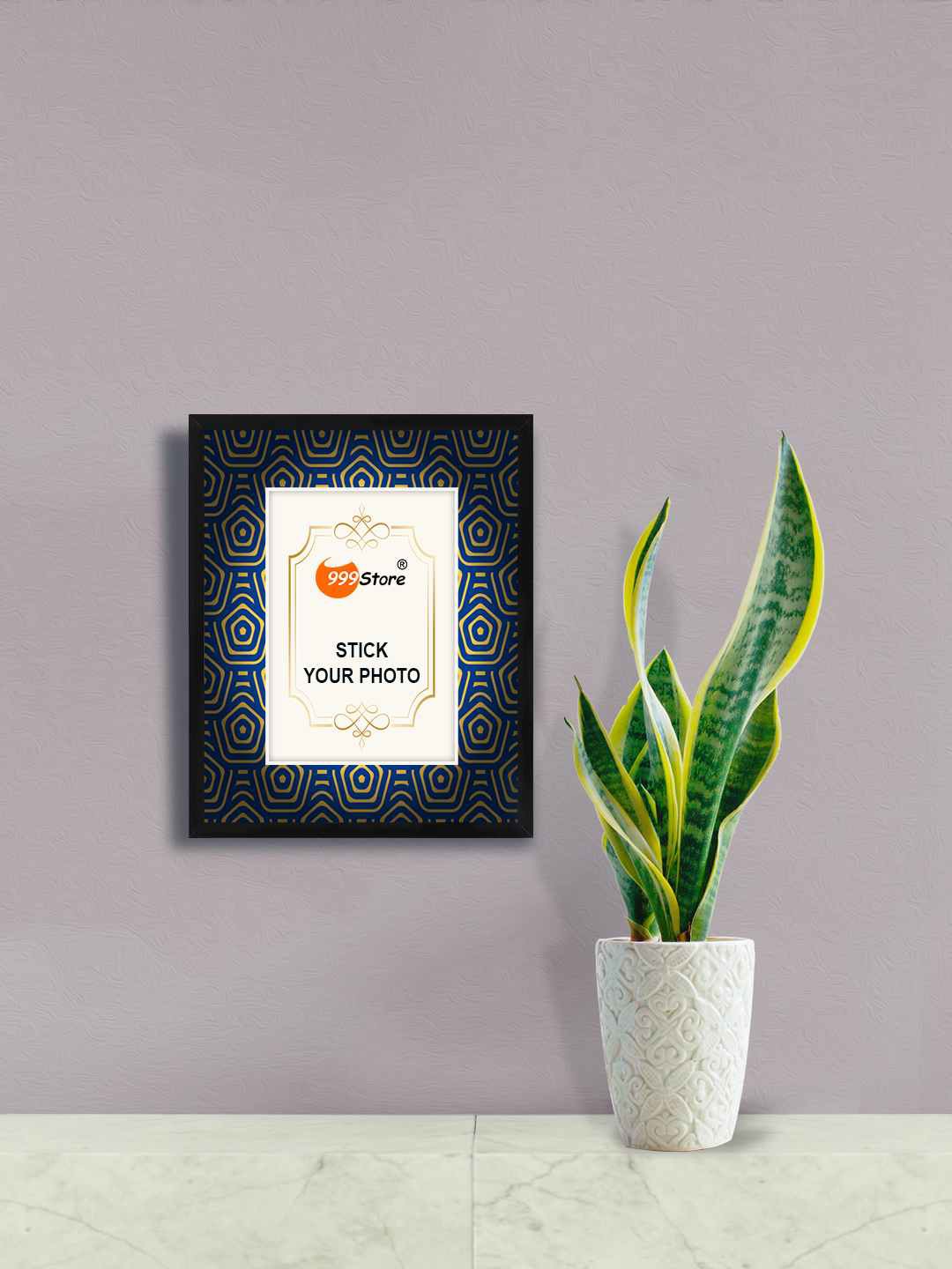 

999Store Blue & Gold Toned Printed Photo Frame